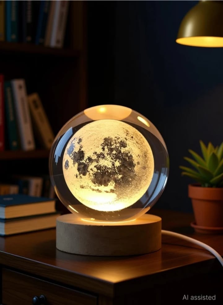 Moon 3d Crystal Ball Lamp