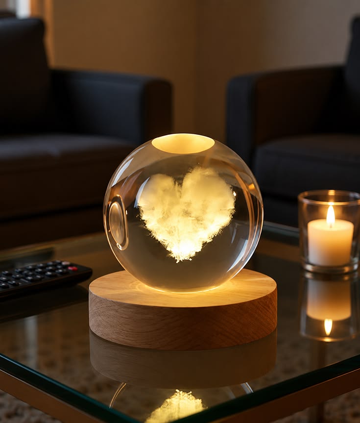Heart 3d Crystal Ball Lamp