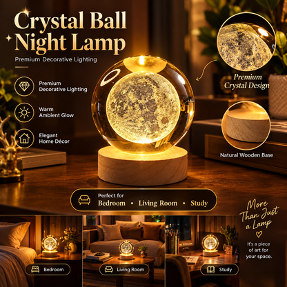 Moon 3d Crystal Ball Lamp