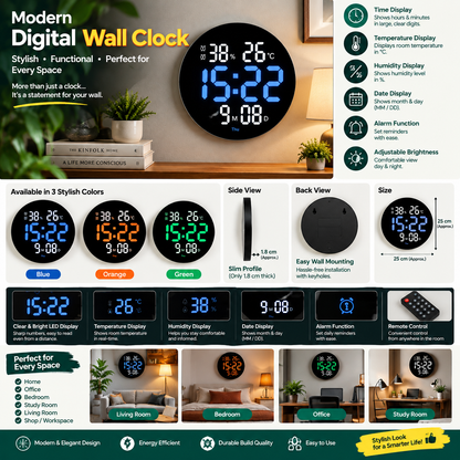 Round Digital Wall Clock